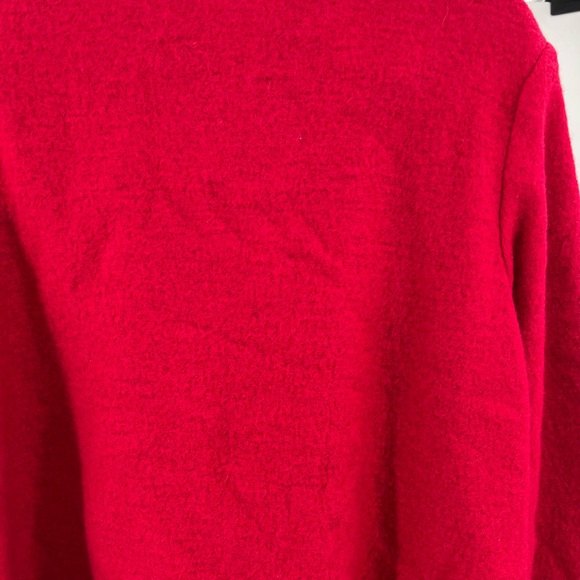 Chico’s 2 M 12 red black cape jacket 100% wool winter business casual Holiday - Picture 3 of 10